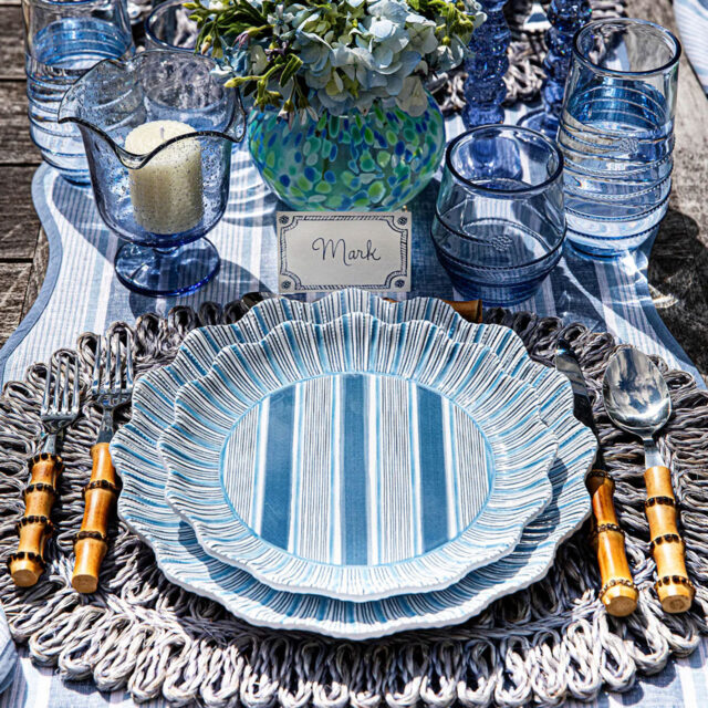 Cabana Stripe Melamine Ocean Dinner Plate 01