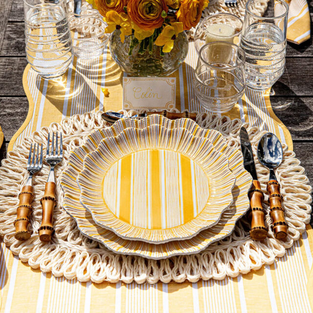 Cabana Stripe Melamine Sunshine Dinner Plate 01