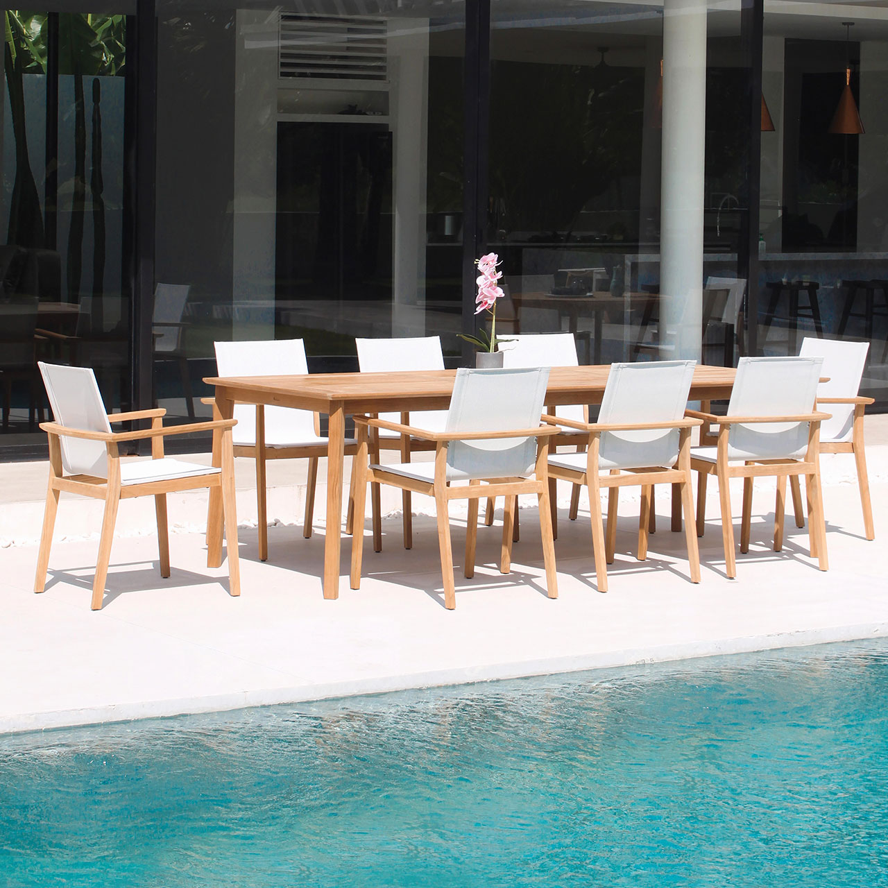 Monaco Sling Dining Arm Chairs 01